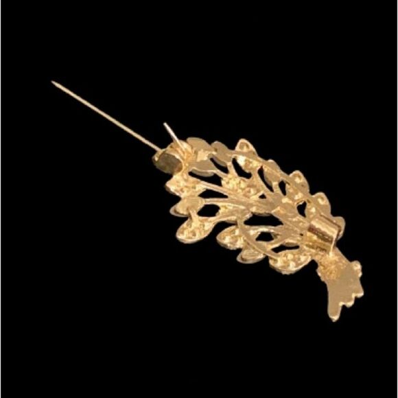 Golden Wheat Brooch with Crystals Feminine Nature Symbol - Picture 8 of 10